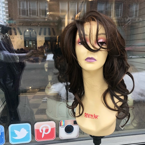 Brown Highlights Romance Curl Wig lacefront Wig main image 5
